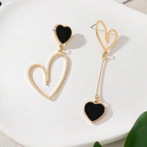 Kolczyki Dual Heart Gold Black