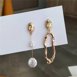 Kolczyki Liquid Pearl Asymmetric Art Earrings Gold