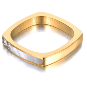 Pierścionek minimalistyczny z perłowym akcentem Golden Line