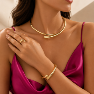 Komplet biżuterii 3 części Golden Essence Luxury Minimal set