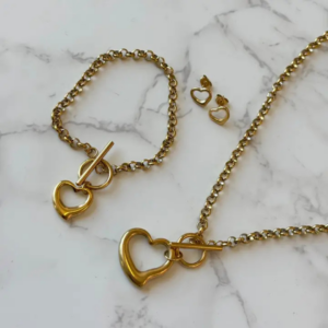 Komplet naszyjnik bransoletka kolczyki Amore Signature Gold