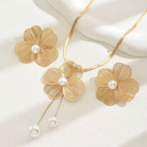 Komplet naszyjnik i kolczyki Florea Pearl Gold