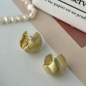 Kolczyki o Satynowym Wykończeniu Velora Matte Gold Hoops