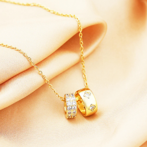 Naszyjnik Lumi Drop złocony 18K, wisior z cyrkonią, elegancki