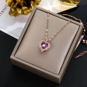 Łańcuszek i wisiorek Luera Heart Rose Gold