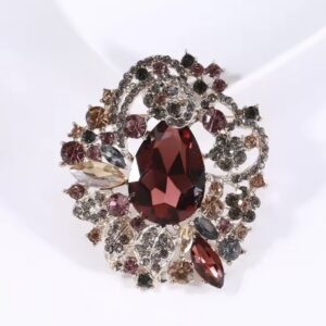 Broszka Burgundy Royale Crystal luxury Evening Brooch