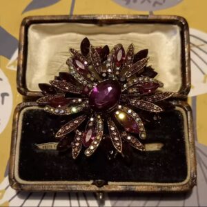 Broszka Burgundy Vintage Crystal luxury Vintage Brooch