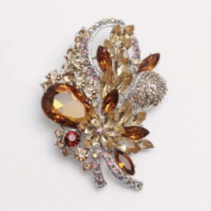 Broszka Golden Amber Crystal luxury Statement Brooch