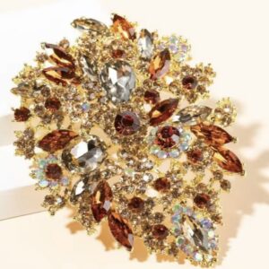 Broszka Golden Vintage Crystal luxury Glamour Brooch