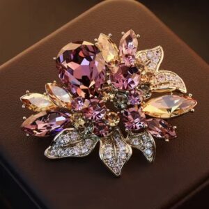Broszka Rose Imperial Crystal luxury Statement Brooch
