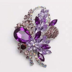 Broszka Violet Lavender Crystal luxury Statement Brooch