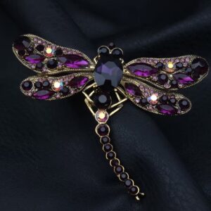 LUXE DRAGONFLY  Royal Plum broszka ważka Vintage Couture