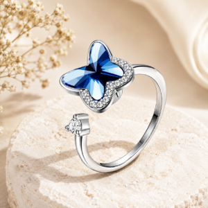 Pierścionek antystresowy LUNARA PAPILIO SAPPHIRE silver