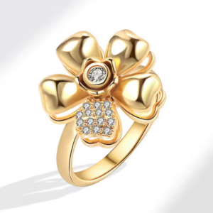 Pozłacany pierścionek antystresowy Fleur Royale Gold