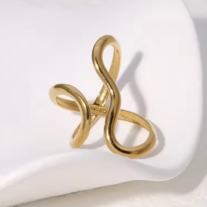 Infinity Flow Gold pozłacany pierścionek ze stali chirurgicznej