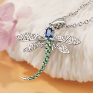 EMERALD DRAGONFLY naszyjnik Szmaragdowa Ważka z kryształami