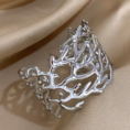 Bransoletka srebrna SCULPTA szeroka ze stali chirurgicznej – zdjęcie 2