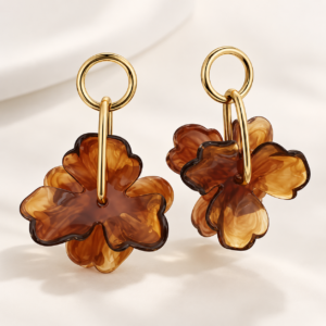 Kolczyki Petale Golden Amber kwiatowy blask
