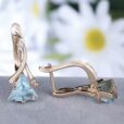 Kolczyki CELESTIA AZURE GOLD 18K ze stali chirurgicznej z błękitnym kryształem – zdjęcie 5