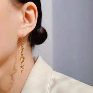 Kolczyki Lunara Wave gold stal szlachetna pozłacana 18K złotem