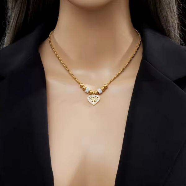 Naszyjnik z drzewkiem szczęścia Lunara Felicia heart gold 18K – zdjęcie 2