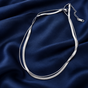Naszyjnik SERPENTINA Duo silver podwójny łańcuszek ze stali chirurgicznej